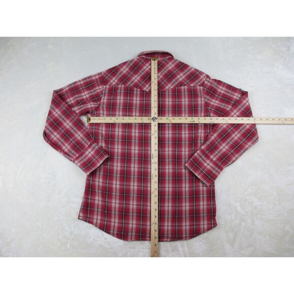Wrangler Shirt Mens Medium Red Button Up Pearl Snap‎ Sawtooth Cowboy Western - Picture 5 of 9